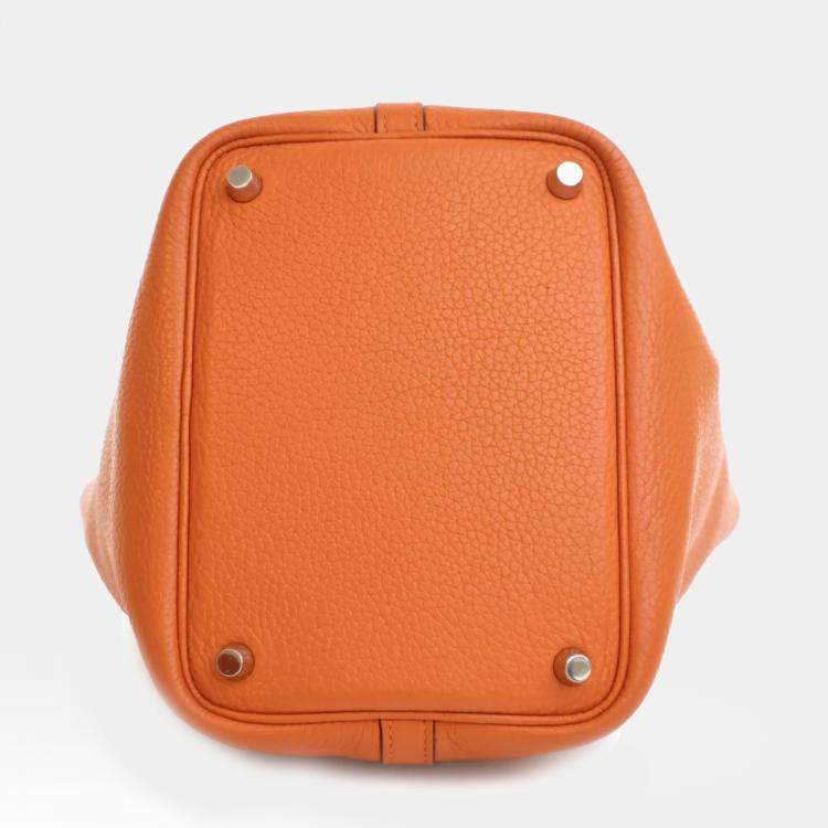 Pre Owned Hermes Orange Clemence Picotin Lock 18