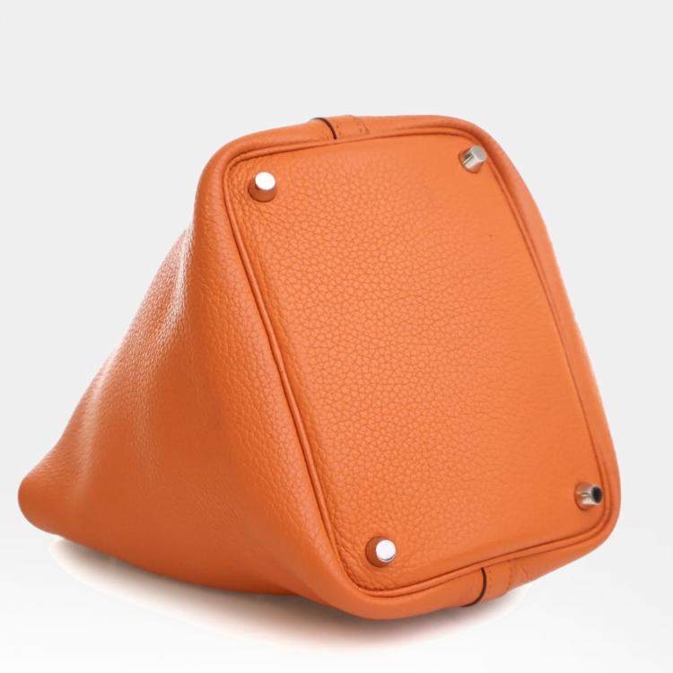 Pre Owned Hermes Orange Clemence Picotin Lock 18