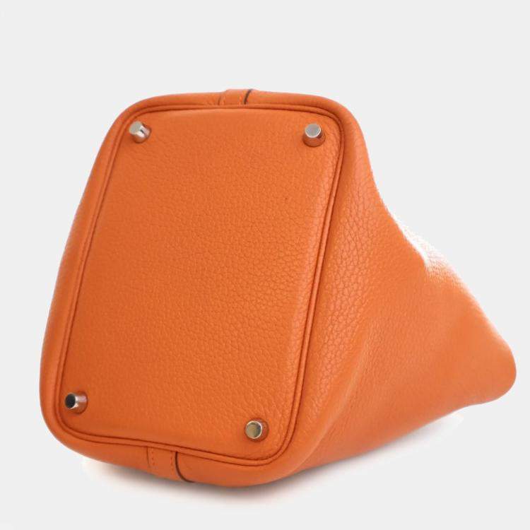 Pre Owned Hermes Orange Clemence Picotin Lock 18