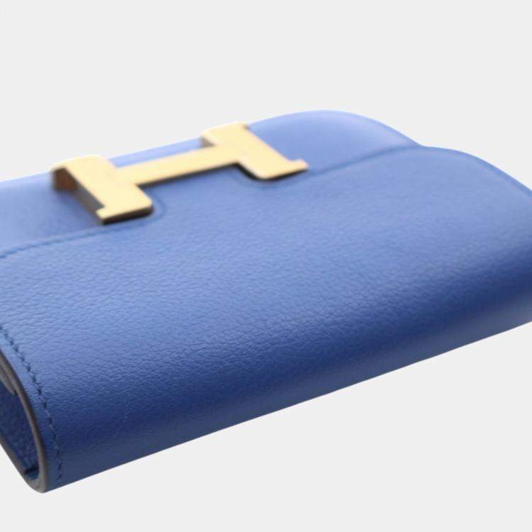 Pre Owned Hermes Blue Evercolor Constance Slim Wallet