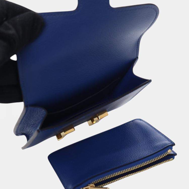 Pre Owned Hermes Blue Evercolor Constance Slim Wallet