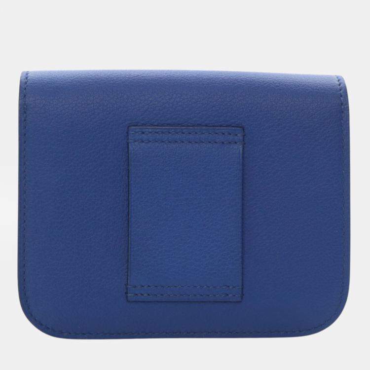 Pre Owned Hermes Blue Evercolor Constance Slim Wallet