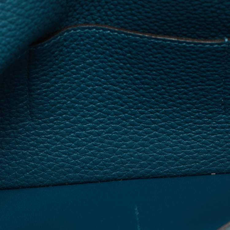 Pre Owned Hermes Dogon Duo Colvert/Bleu Atoll Taurillon Clemence and Swift Leather Wallet