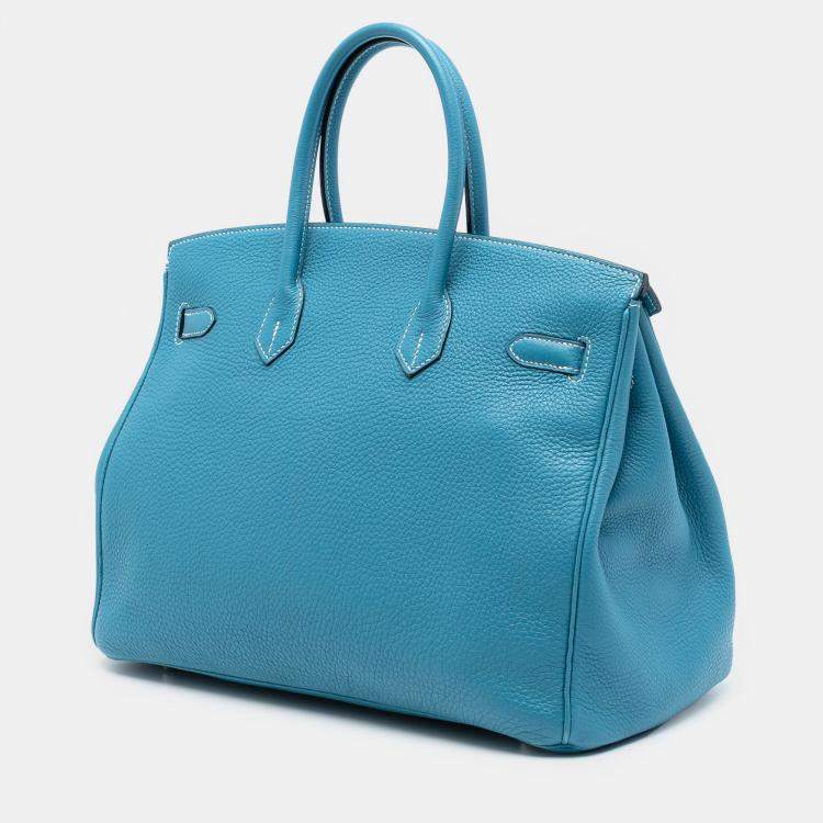 Pre Owned Hermes Blue Togo Birkin Retourne 35