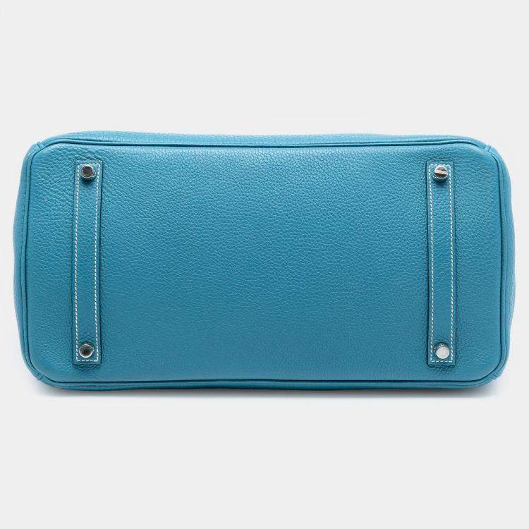 Pre Owned Hermes Blue Togo Birkin Retourne 35