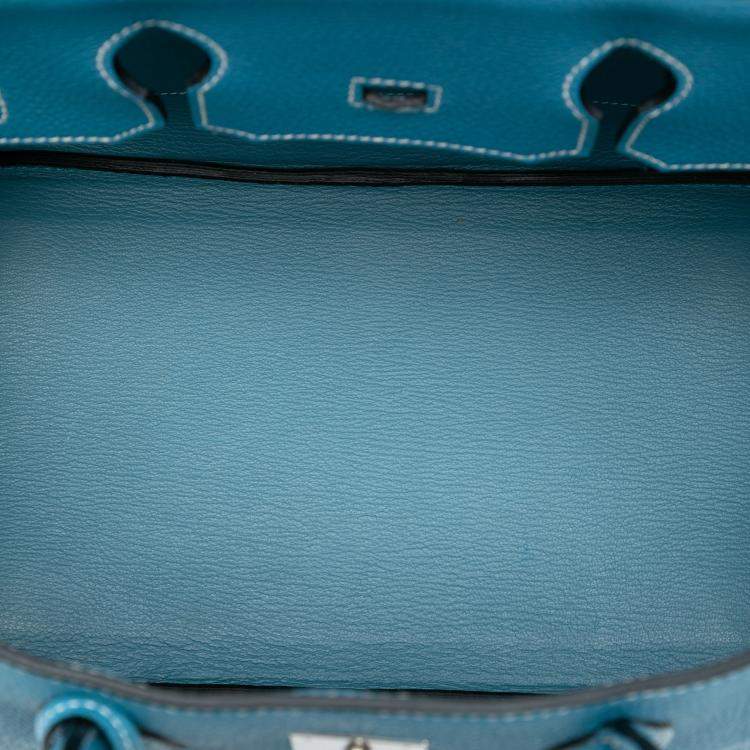 Pre Owned Hermes Blue Togo Birkin Retourne 35