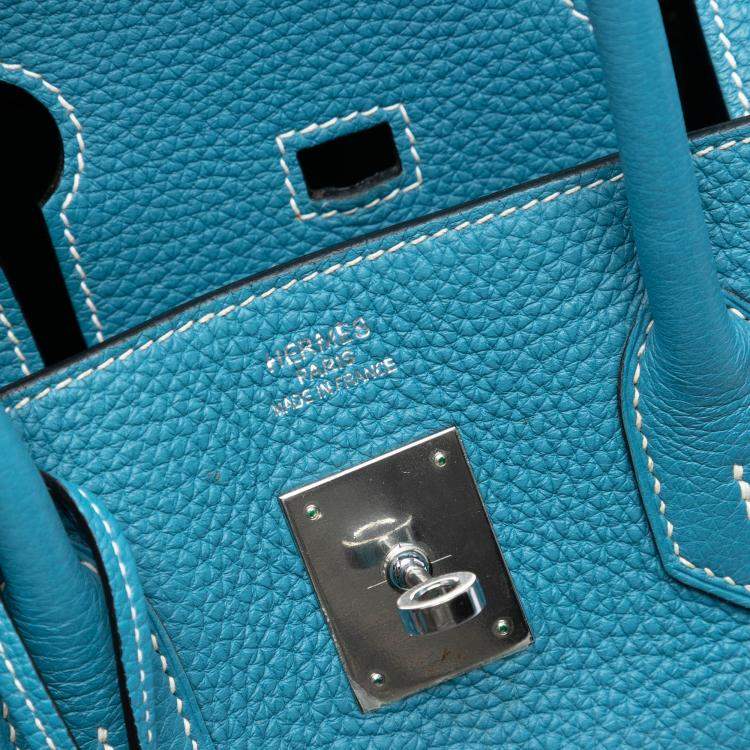 Pre Owned Hermes Blue Togo Birkin Retourne 35
