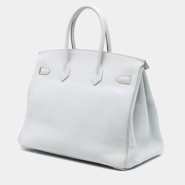 Pre Owned Hermes White Togo Birkin Retourne 35