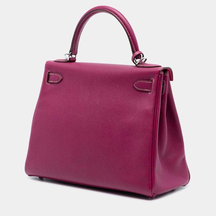 Pre Owned Hermes Purple Epsom Candy Kelly II Retourne 28