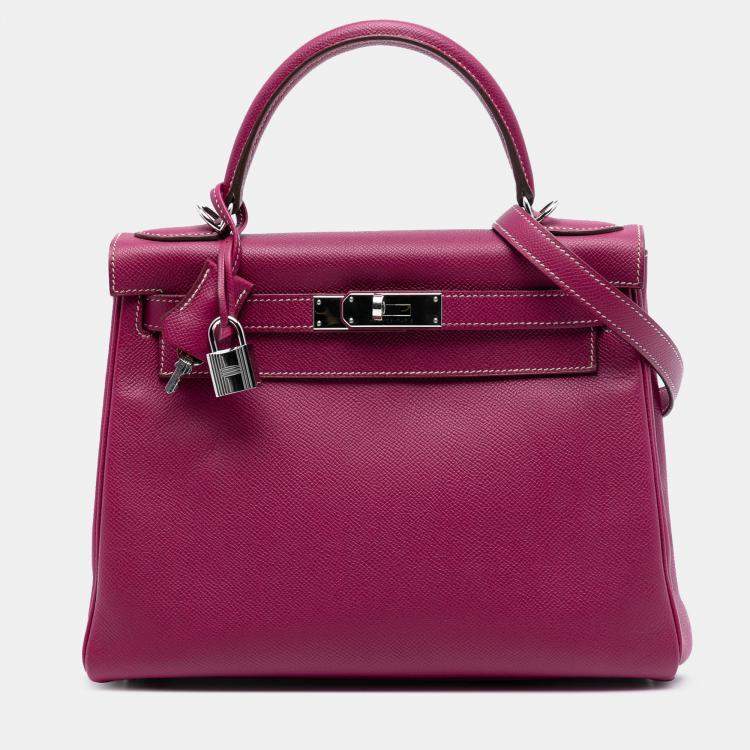 Pre Owned Hermes Purple Epsom Candy Kelly II Retourne 28