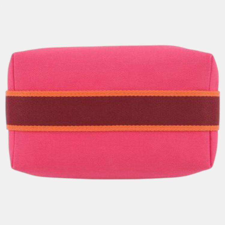 Pre Owned Hermes Pink Red Small Toile Bride A Brac Case
