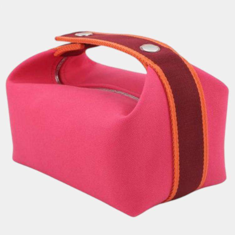 Pre Owned Hermes Pink Red Small Toile Bride A Brac Case