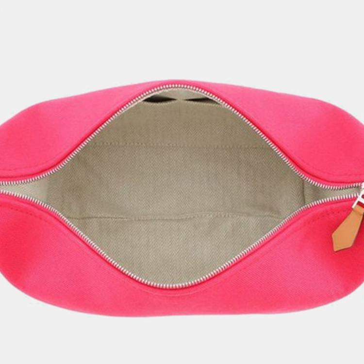 Pre Owned Hermes Pink Red Small Toile Bride A Brac Case