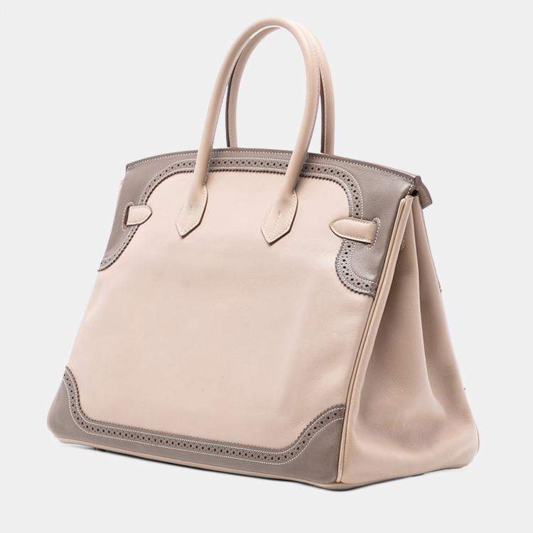 Pre Owned Hermes Brown Swift Ghillies Birkin Retourne 35