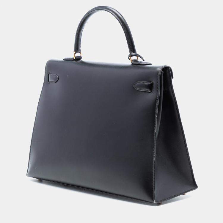 Pre Owned Hermes Black Box Calf Kelly Sellier 35