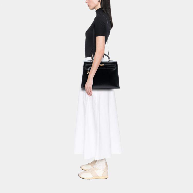 Pre Owned Hermes Black Box Calf Kelly Sellier 35