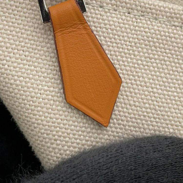 Pre Owned Hermes Beige Red Large Toile Bride A Brac H Pavillon Case