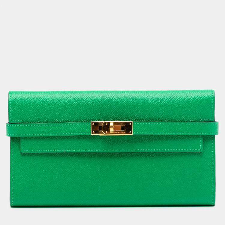 مملوكة مسبقًا Hermes Green Epsom Kelly Longue Wallet