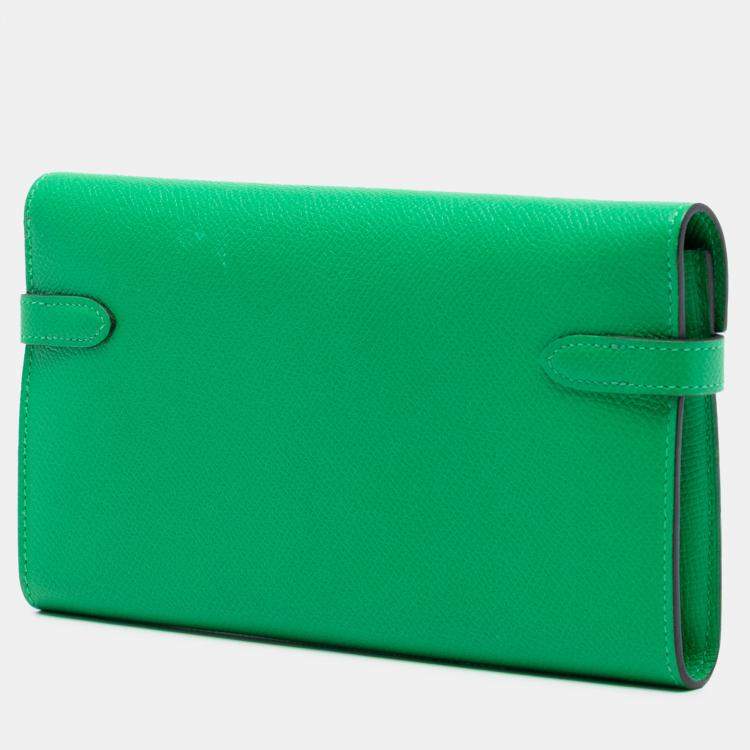مملوكة مسبقًا Hermes Green Epsom Kelly Longue Wallet