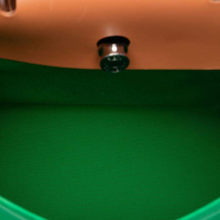 Pre Owned Hermes Brown Green Toile Herbag Zip 31