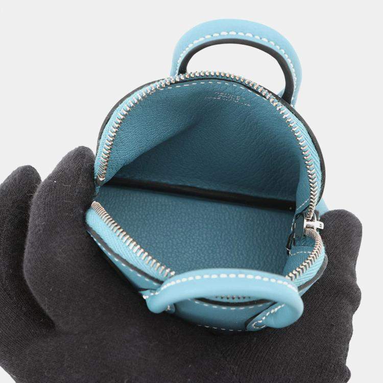 Pre Owned Hermes Bolide Shark Bag Charm New Blue Jean Swift Leather