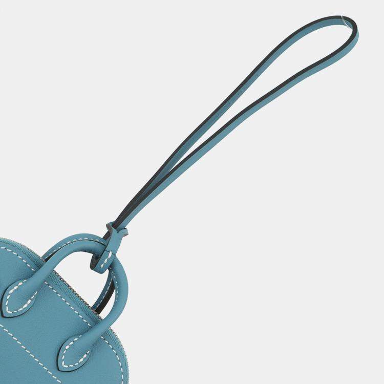 Pre Owned Hermes Bolide Shark Bag Charm New Blue Jean Swift Leather