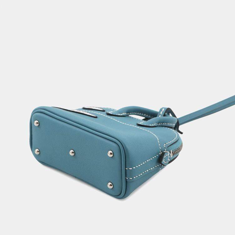 Pre Owned Hermes Bolide Shark Bag Charm New Blue Jean Swift Leather