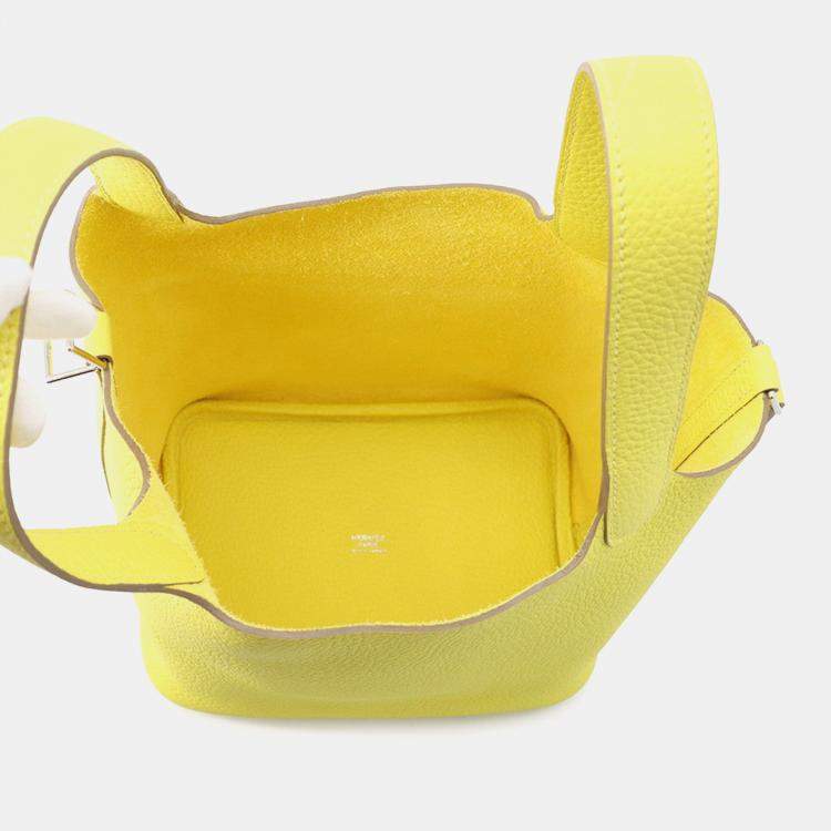 Pre Owned Hermes Picotin Padlock Lime Taurillon Clemence Size Pm