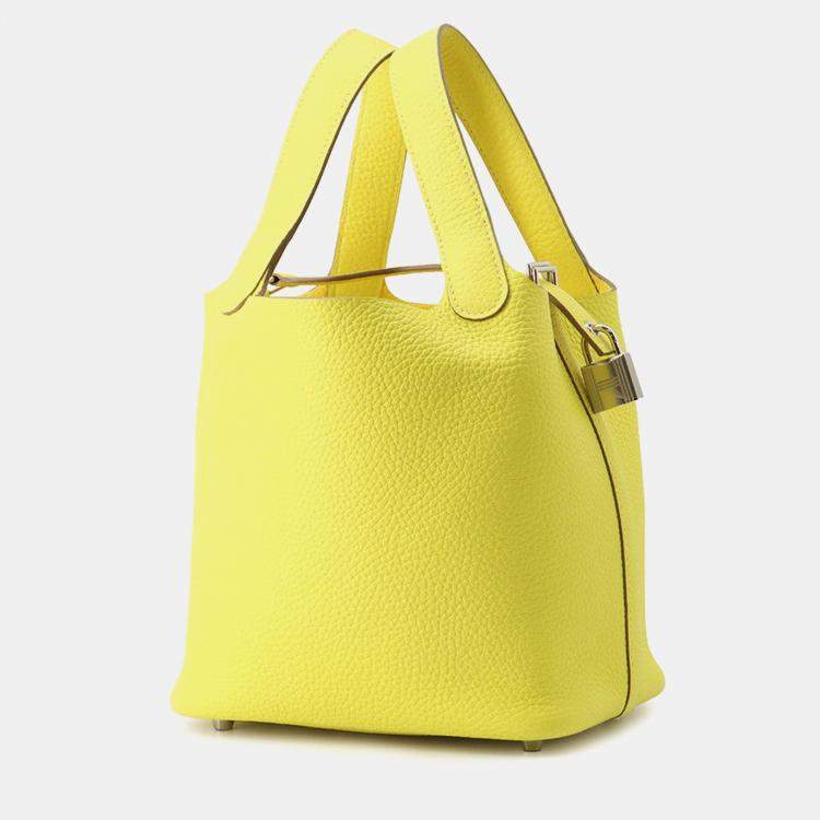 Pre Owned Hermes Picotin Padlock Lime Taurillon Clemence Size Pm