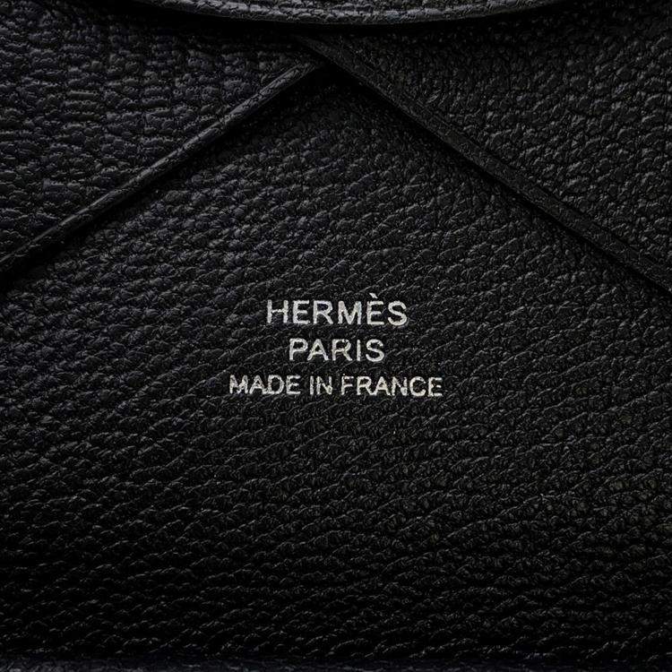 Pre Owned Hermes Calvi Duo Black Chevre Myzore Goatskin