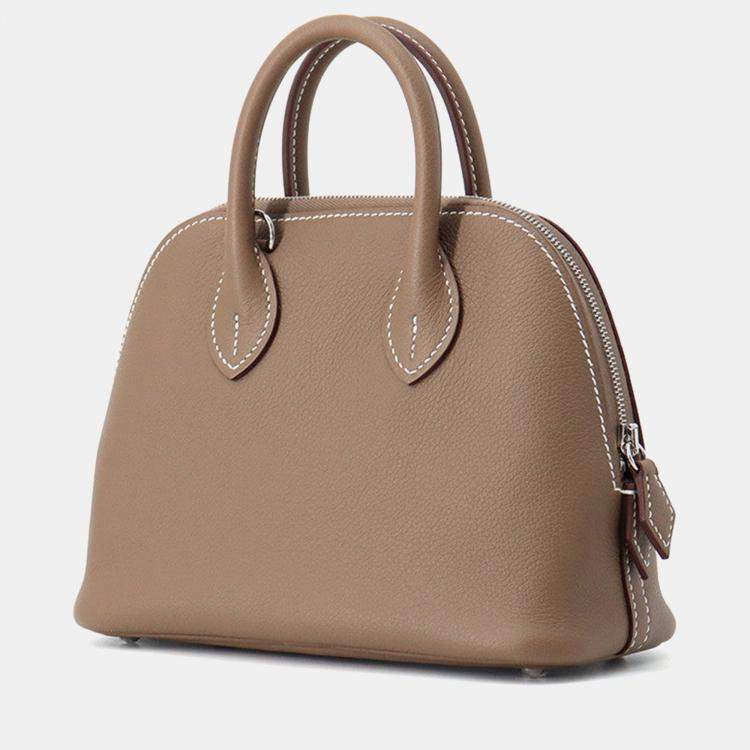 Pre Owned Hermes Bolide1923 Verso Etoupe/Jaune Poussin Evercolor Size Mini