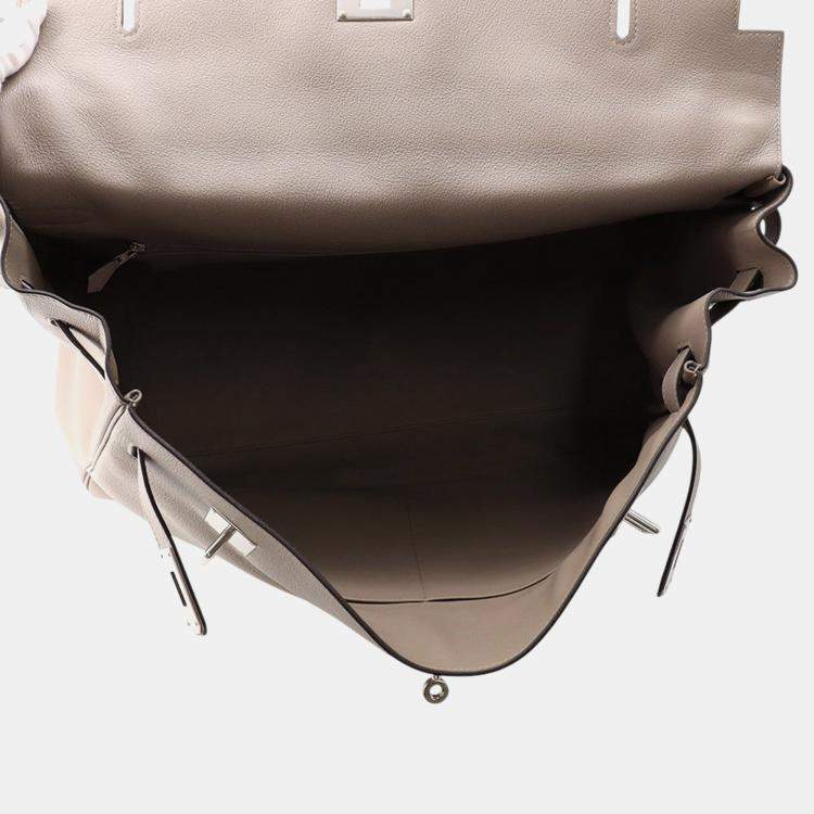 Pre Owned Hermes Kelly Voyage Gris Asphalt Taurillon Nobillo Size 50