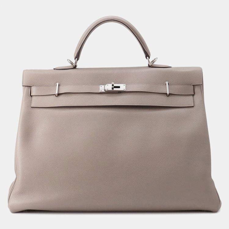 Pre Owned Hermes Kelly Voyage Gris Asphalt Taurillon Nobillo Size 50