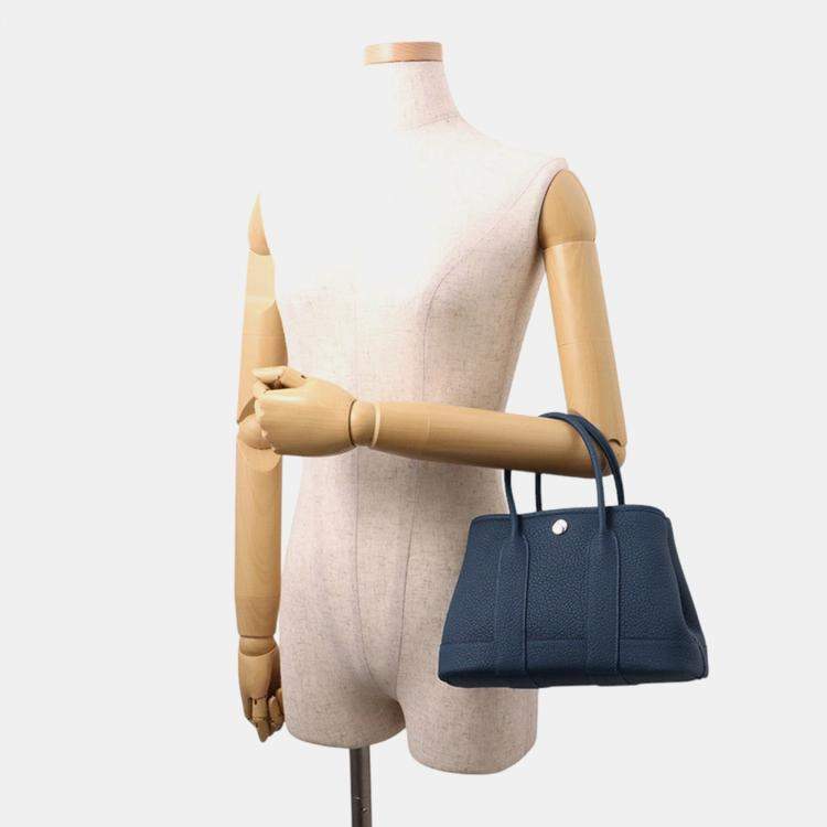 Pre Owned Hermes Neo Garden Blue De Prusse Negonda Leather Size 23