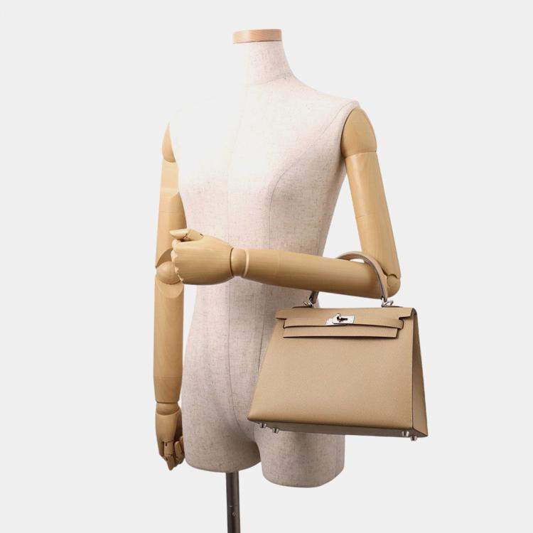 Pre Owned Hermes Kelly Sellier Poussiere Epsom Size 25