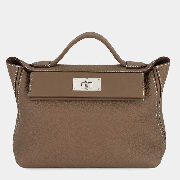 مملوكة مسبقًا Hermes 24/24 Sac Van Quatre Etoupe Togo Leather Swift Leather Size 29