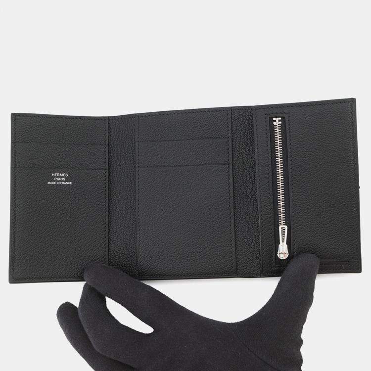 Pre Owned Hermes Bearn Combine Black Chevre Myzore Goatskin