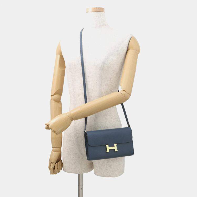 Pre Owned Hermes Constance To-Go Sangle Cordage Deep Blue Epsom