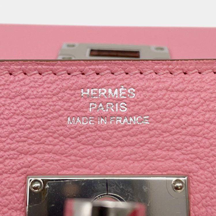 Pre Owned Hermes Kelly Wallet Long Rose Confetti Chevre Myzore Goatskin