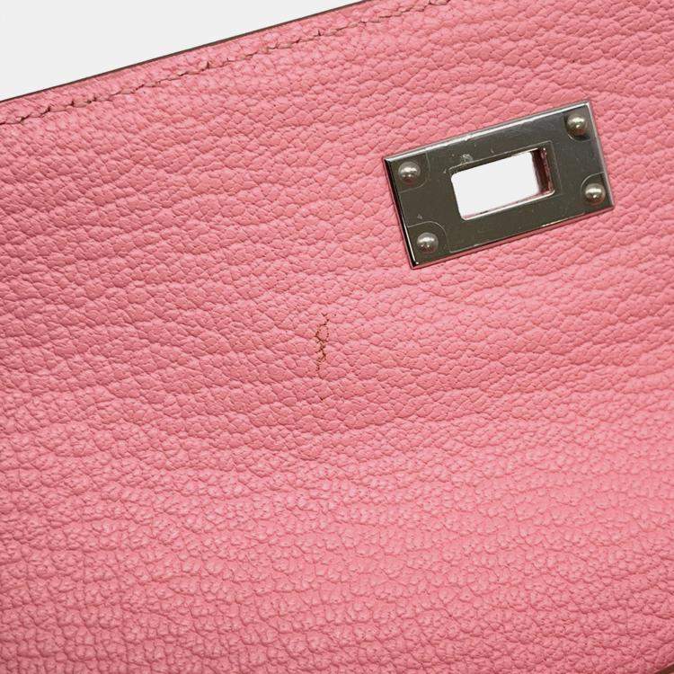 Pre Owned Hermes Kelly Wallet Long Rose Confetti Chevre Myzore Goatskin