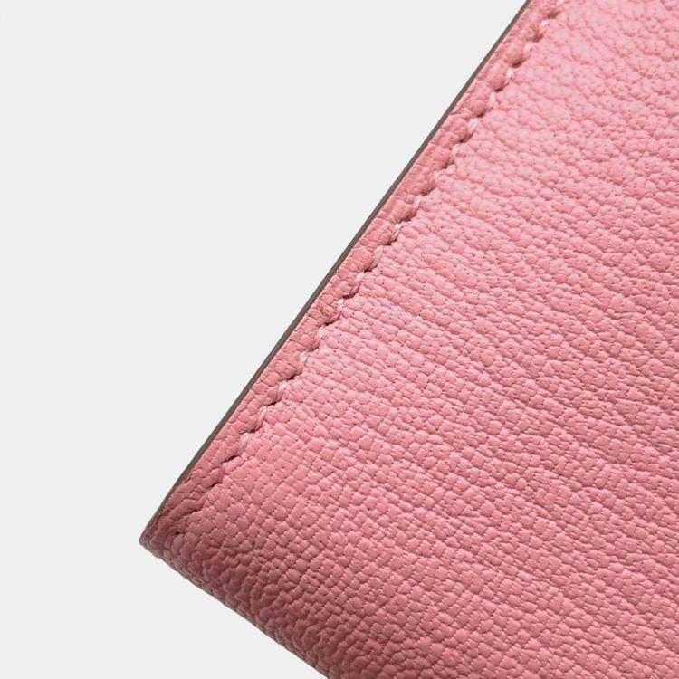 Pre Owned Hermes Kelly Wallet Long Rose Confetti Chevre Myzore Goatskin