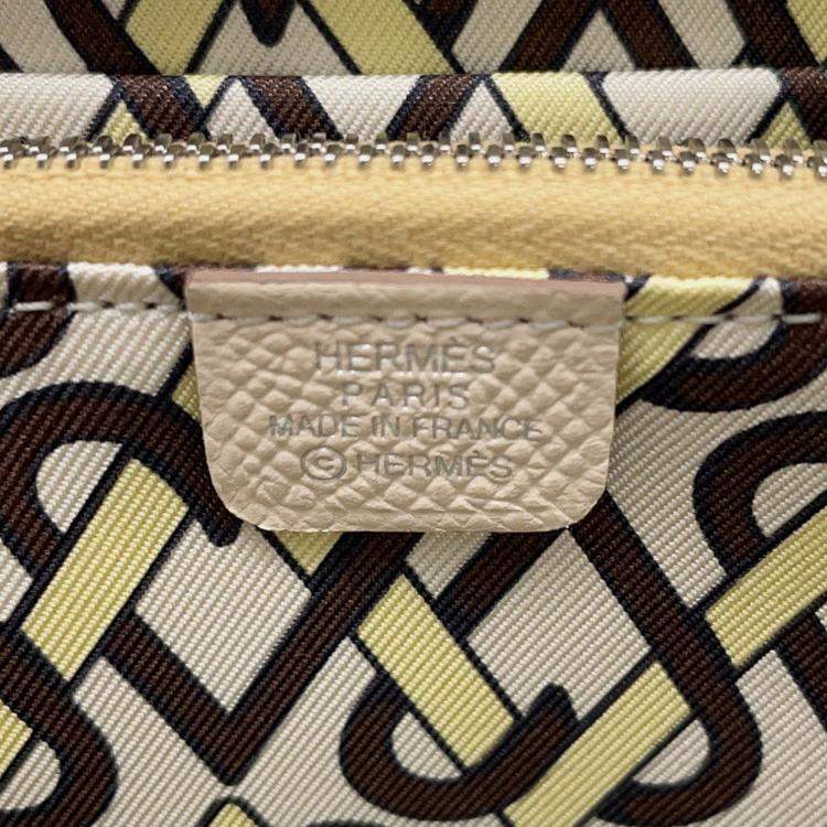 Pre Owned Hermes Azap Compact Silk In Craie Epsom