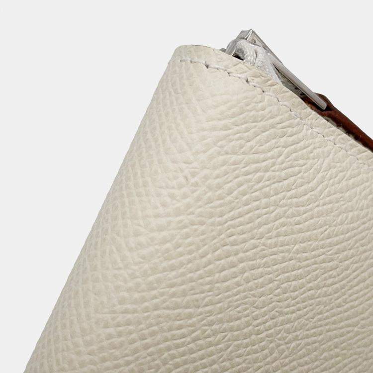 Pre Owned Hermes Azap Compact Silk In Craie Epsom