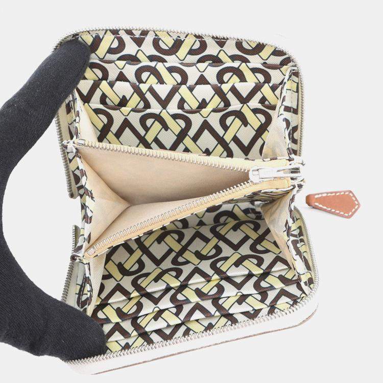 Pre Owned Hermes Azap Compact Silk In Craie Epsom