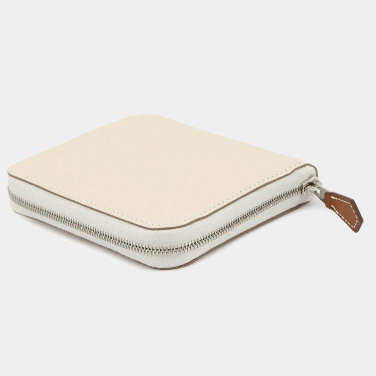 Pre Owned Hermes Azap Compact Silk In Craie Epsom