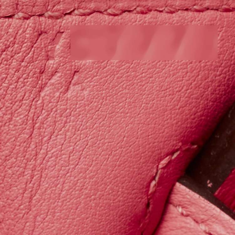 Pre Owned Hermes Birkin 25 Palladium Finish Rose Azalee Swift Leather Tote