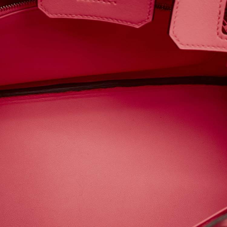 Pre Owned Hermes Birkin 25 Palladium Finish Rose Azalee Swift Leather Tote