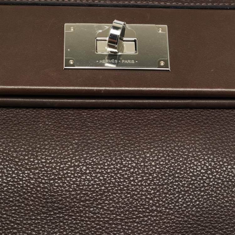 Pre Owned Hermès 24/24 29 Palladium Finish Ebene Barenia Faubourg Top Handle Bag