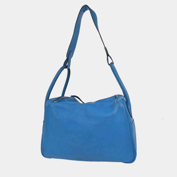 مملوكة مسبقًا Hermes Blue Zanzibar Evercolor Lindy 34 Shoulder Bag