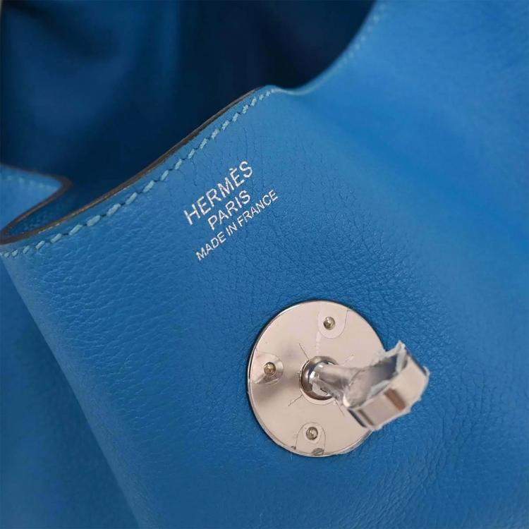 مملوكة مسبقًا Hermes Blue Zanzibar Evercolor Lindy 34 Shoulder Bag